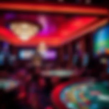 Elegant casino interior showcasing vibrant gaming tables and lively atmosphere
