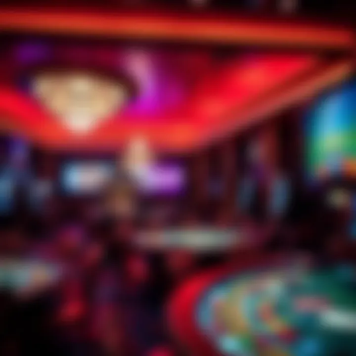 Elegant casino interior showcasing vibrant gaming tables and lively atmosphere