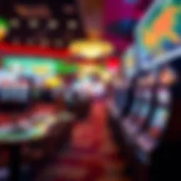 Vibrant casino floor with gaming tables and slot machines