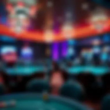 Vibrant Atmosphere of Poker Tables at Rivers Casino Interior view of the poker room showcasing tables in play