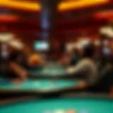 Interior view of the poker room with players engaged at tables