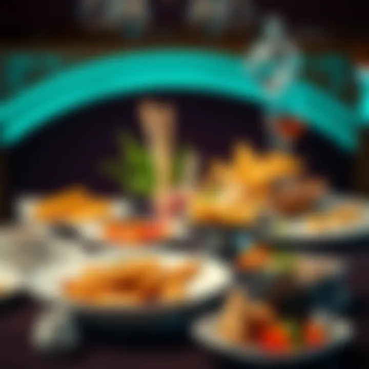 Exquisite selection of buffet dishes arranged artistically