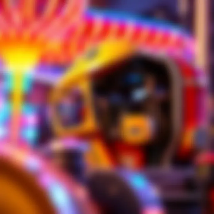 The intricate design of the ride's mechanics and technology, illustrating its operational sophistication.