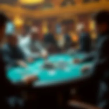 Strategic Card Play Strategic gameplay with focused players at a card table
