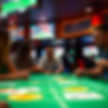 Engaging Atmosphere at Wynn Sports Book Patrons engaged in the collaborative environment of the Wynn Sports Book