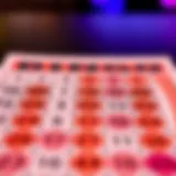 A vibrant bingo card filled with colorful numbers