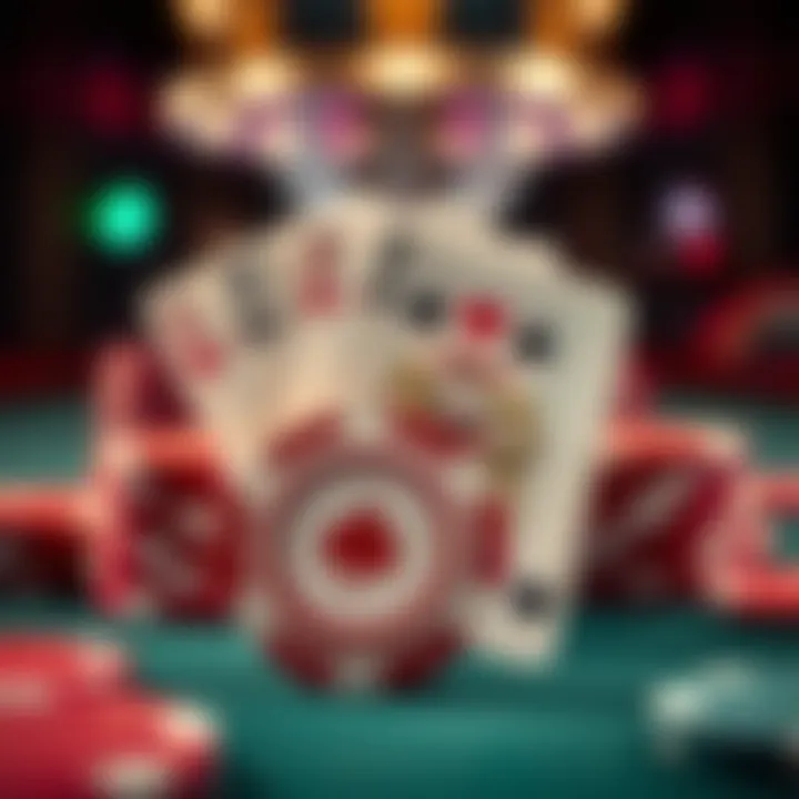 A close-up of poker chips and cards symbolizing strategy and skill.