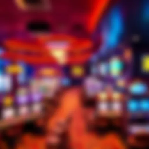 Vibrant Interior of Firestarter Casino A panoramic view of Firestarter Casino showcasing its vibrant interior and gaming floors