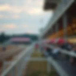 The grandstand at Fonner Park during a race day showcasing the lively atmosphere.