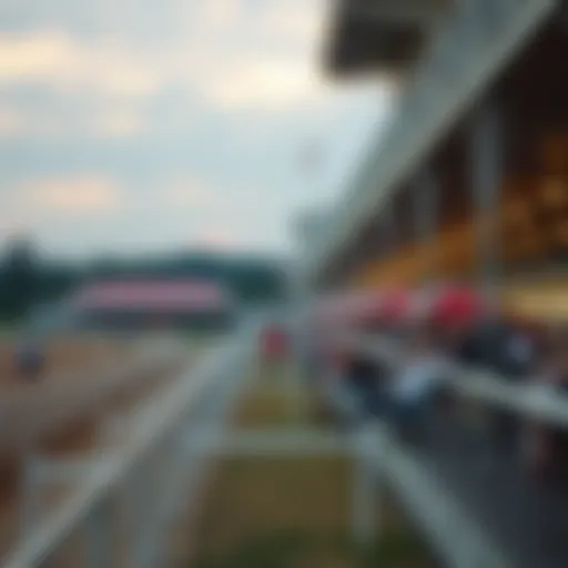 The grandstand at Fonner Park during a race day showcasing the lively atmosphere.