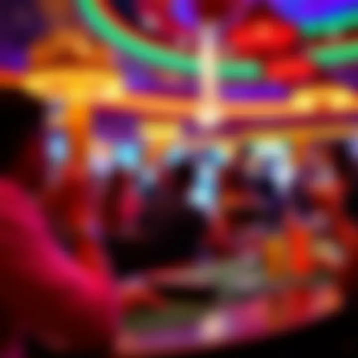 Vibrant casino ambiance with patrons enjoying drinks