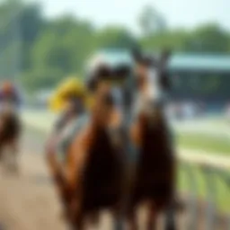 Thoroughbred racehorses competing on the track