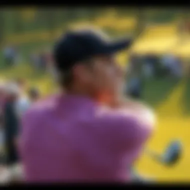 A golfer preparing to tee off at The Masters tournament