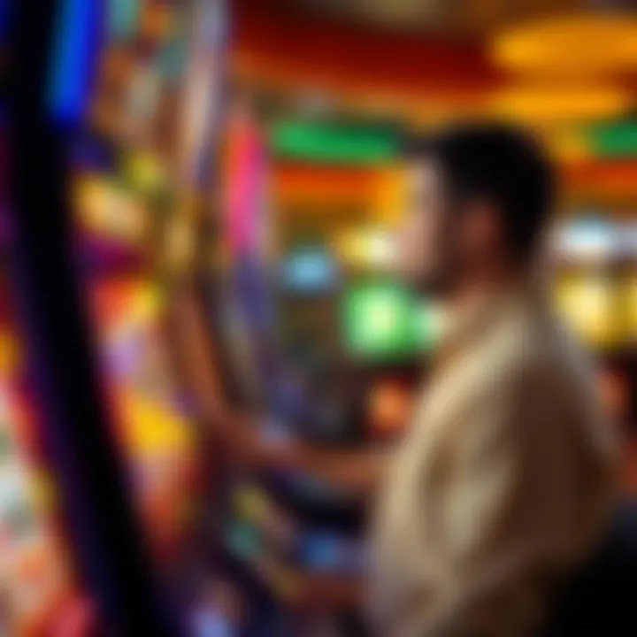 Engaged Player Experience Player engaged in a slot machine game
