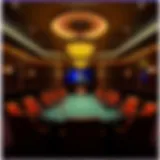 Elegant poker room illuminated by ambient lighting