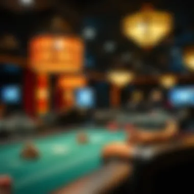Variety of Lighting Fixtures Enhancing Poker Experience Different types of lighting fixtures used in a poker setting