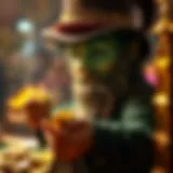 A mystical leprechaun revealing treasures