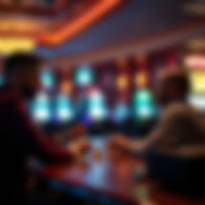 Social Dynamics of Sports Betting A group of friends discussing sports bets in a casino lounge