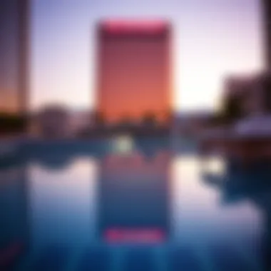 Luxurious Pool Area at Top Resorts Luxurious pool area reflecting Las Vegas skyline