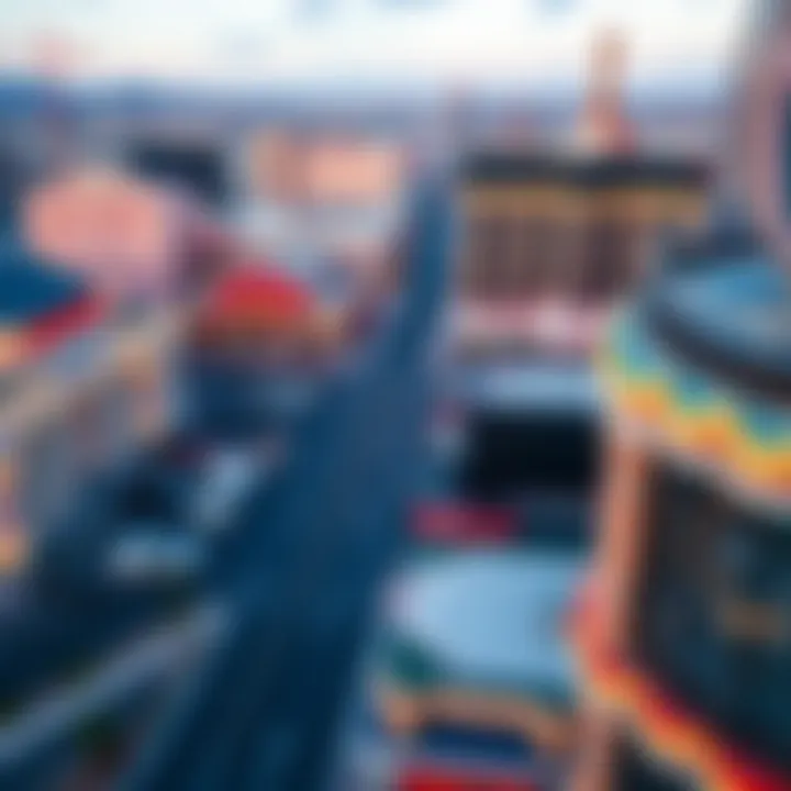 Aerial Perspective of Las Vegas Hotel Parking Aerial view of Las Vegas Strip with hotels and parking structures