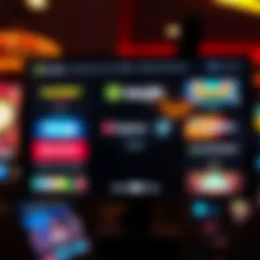 A digital screen showcasing various online gambling platforms