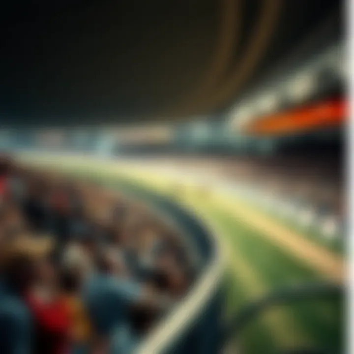 Exciting Race Day Atmosphere An overview of a greyhound racing venue filled with spectators.