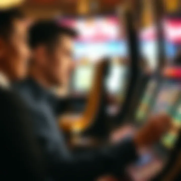 Engagement with Slot Machine Technology Close-up of a player engaged with a slot machine display