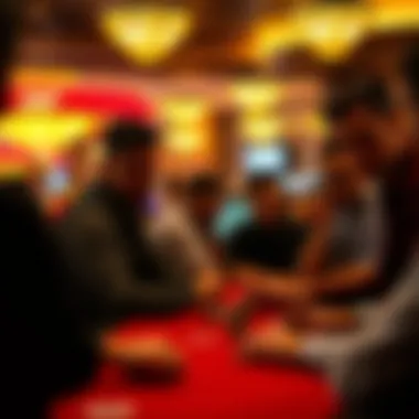 A serene poker setting with players engaged in a game