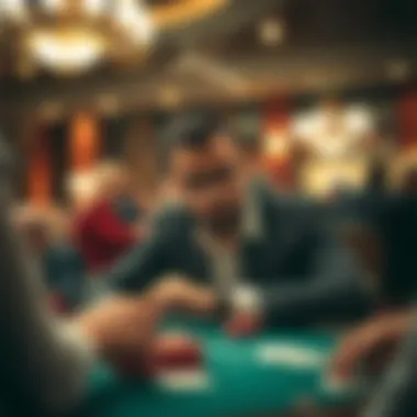A strategic player deep in thought during a poker game