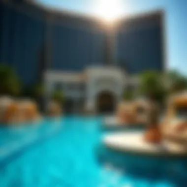 Luxury Pool Area A lavish pool area with cabanas and guests enjoying a sunny day