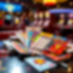 An assortment of colorful scratch-off tickets displayed on a table