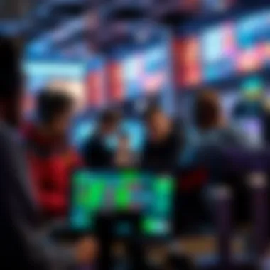 Gamers Discussing Esports Betting Strategies A group of gamers discussing strategies over a computer screen.