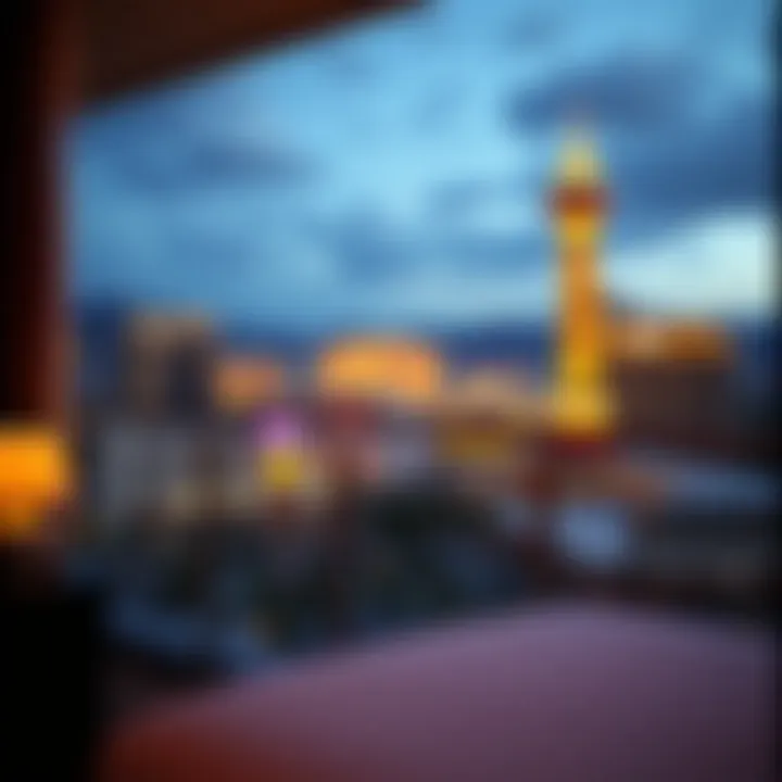 Vibrant Cityscape View from Balcony Vibrant cityscape view from the balcony of a hotel room at Resort World Las Vegas