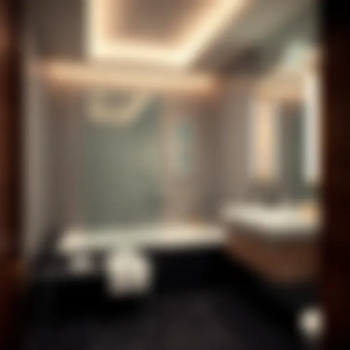 Premium Amenities in Modern Bathroom Modern bathroom featuring premium amenities in a Resort World Las Vegas hotel room