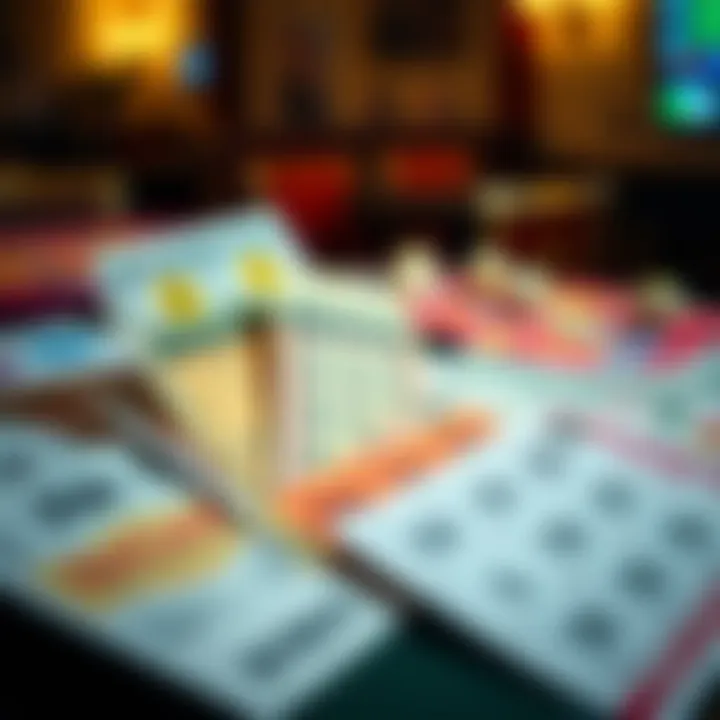 Diverse Lottery Tickets Variety of lottery tickets displayed on a table