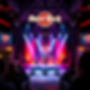 A stage set for a live performance, highlighting the entertainment atmosphere at the venue.