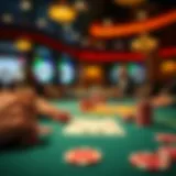 Texas poker table with vibrant chips