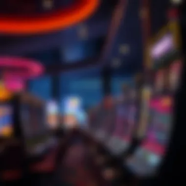 Modern Casino Scene with Slot Machines Illustration of a vibrant casino scene highlighting modern slot machines