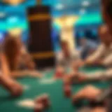 A vibrant poker table with players engaged in a game