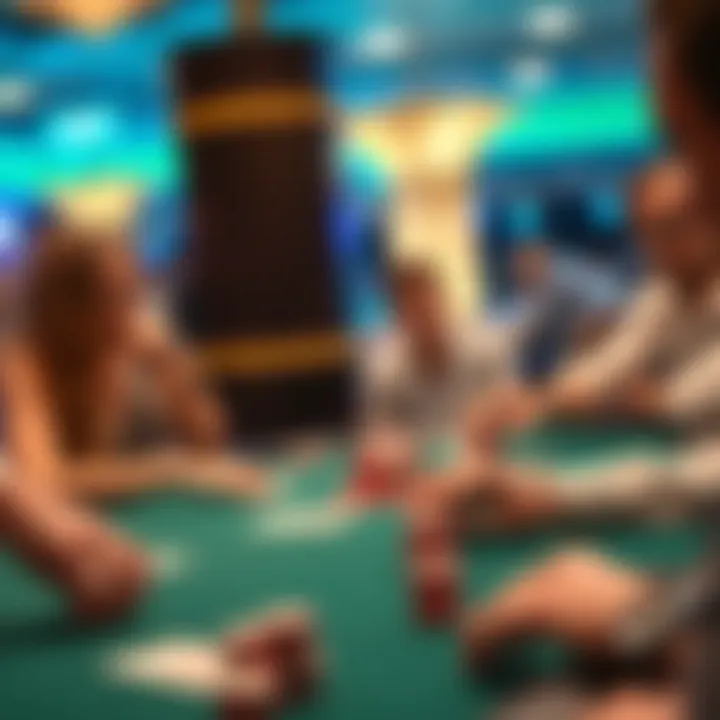 A vibrant poker table with players engaged in a game