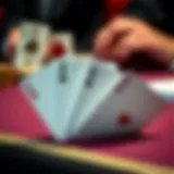A close-up of three playing cards arranged for a game of Three Card Monte