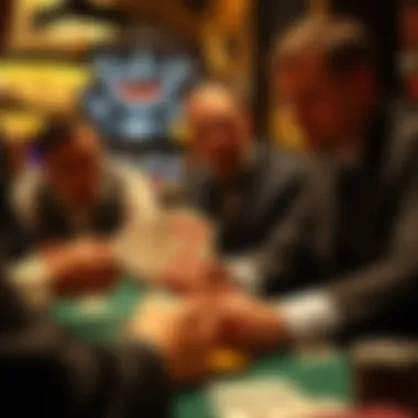 A dynamic scene depicting the psychological tactics used in Three Card Monte