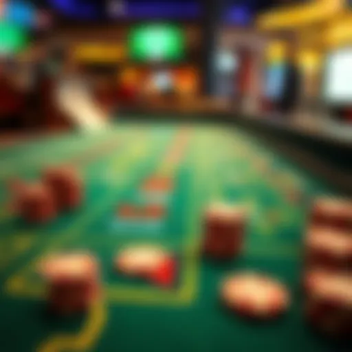 Craps betting table with various chips