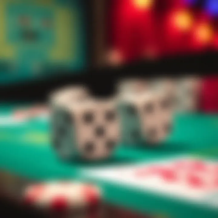 Close-up of dice used in craps