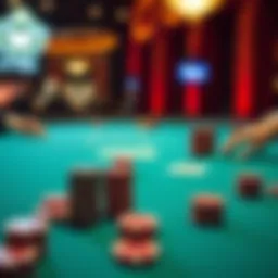 High-stakes poker table with chips