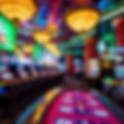 Luxurious casino interior showcasing vibrant gaming tables