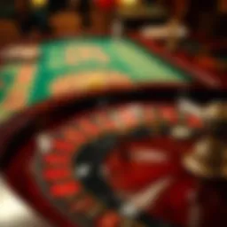 Roulette table with betting layout