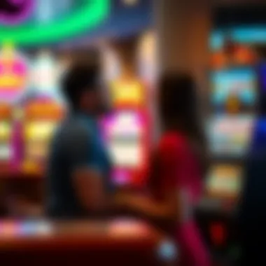 Engagement with Penny Slot Machine Person interacting with a penny slot machine in a casino