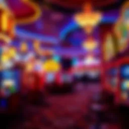 A dazzling casino floor illuminated by vibrant lights