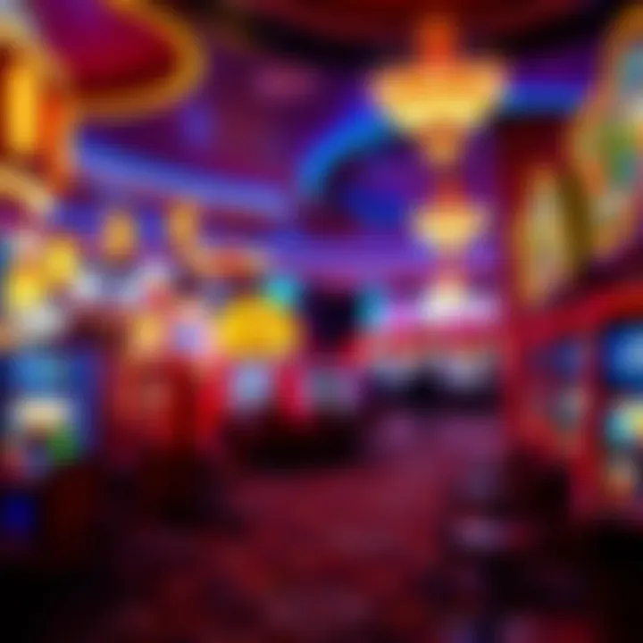A dazzling casino floor illuminated by vibrant lights